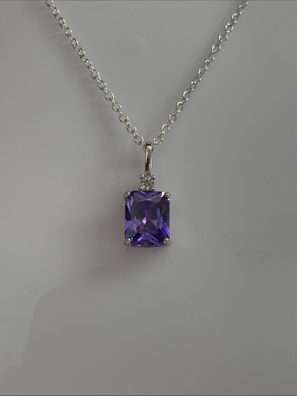 925 Sterling Silver Amethyst Pendant Necklace - Picture 2 of 11
